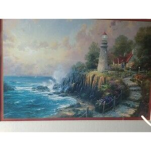Framed Thomas Kinkade The Light Of Peace 14x10 frame 16x13 Authentic Print 1998